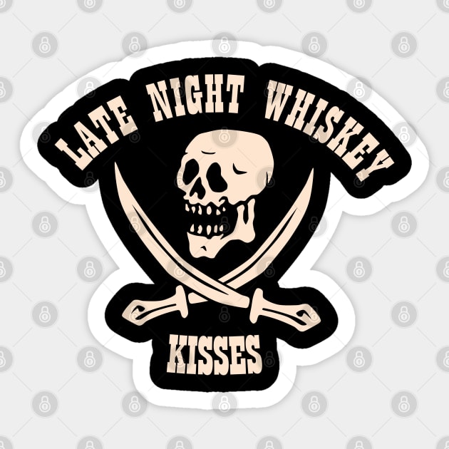 Late Night Whiskey Kisses Skull Sticker by ilrokery